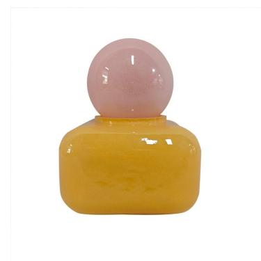 Imagem de Garrafa Decorativa de Vidro Rosa e Amarelo 12,5cm BX0015 BTC