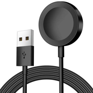 Imagem de xiwxi Cabo de carregamento magnético para carregador Apple Watch, [porta USB A], cabos de carregador sem fio compatíveis com iWatch Series Ultra/10/9/8/7/6/SE/SE2/5/4/3/2[3,6FT/1,1M], preto