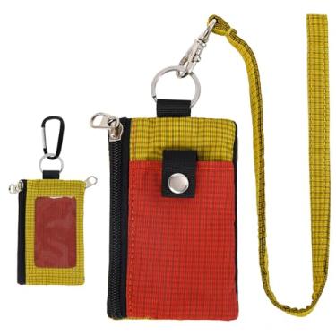 Imagem de MASAPHlL Carteira pequena de cordão para mulheres/homens com carteira de cartão de identificação com bloqueio de RFID, bolsa minimalista de nylon com zíper, carteira de pescoço de viagem com chaveiro