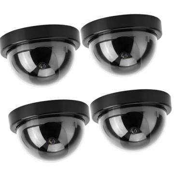 Imagem de Câmeras de Segurança Falsa, Câmera de Segurança Falsa 4pcs Câmeras de Câmera Falsa Câmeras de Cúpula Cctv Câmeras Falsas para Negócios Domésticos Externos Com Luz LED Piscando