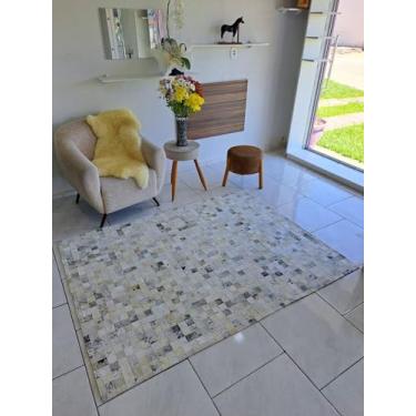 Imagem de Tapet De Couro Quadriculado Natural Bovino 2,00 x 1,50 m (Salino)