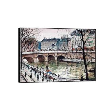 Imagem de BMZFYBS Pinturas a óleo famosas - imagem de arte clássica - reprodução giclée em tela - partida do cais - pôster e impressões com moldura preta pronto para pendurar 40 x 55 cm 16 x 22 pol