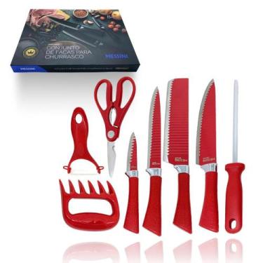 Imagem de Kit Facas Chef Churrasco Inox Antiaderente 8 Peças. - Alumínios Portel