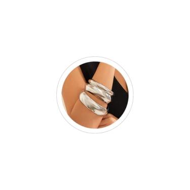 Imagem de Sora Tuki Pulseiras de ouro grosso para mulheres, pulseiras grossas de ouro, pulseira grande de prata, pulseira grande e larga, pulseira de prata para mulheres, joias modernas, Medium, Aço inoxidável