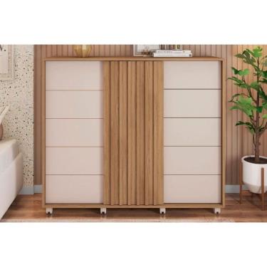 Imagem de Cômoda de Quarto Pegasus c/ 2 Portas e 5 Gavetas Buriti/Off White - Caemmun