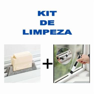 Imagem de Kit limpeza prático 1 escova 2 em 1 / 1 escova esponja microfibra core