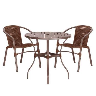 Imagem de 02 Cadeiras Floripa e Mesa Roma 100Cm Marrom e Corda Nautica Trama Ori