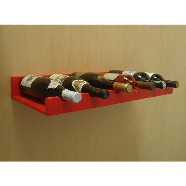 Imagem de Prateleira Adega Bar New Suporte Vinhos E Garrafas Vermelho Laca