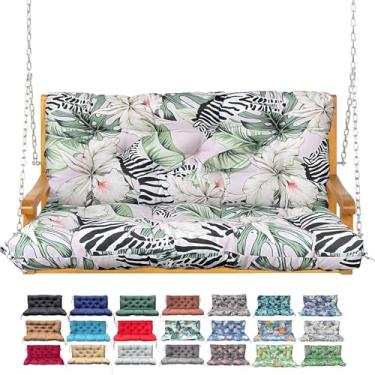 Imagem de Almofada de balanço para varanda com encosto, almofada de banco à prova d'água para móveis de exterior, almofada de balanço espessa de substituição de 2 a 3 lugares com gravatas, pátio, ao ar livre