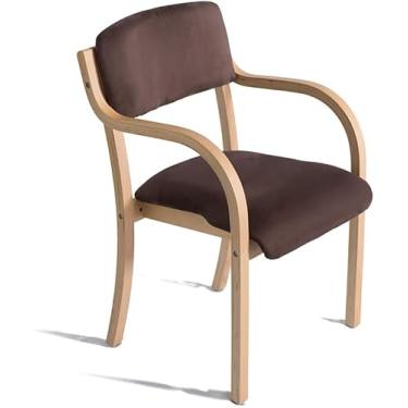 Imagem de Cadeira De Jantar De Madeira Maciça De Estilo Nórdico, Cadeira De Estudo Única Minimalista Moderna Com Braços Costas Abertas Poltronas Ergonômicas, Logs + Rice Bottom Red, one size