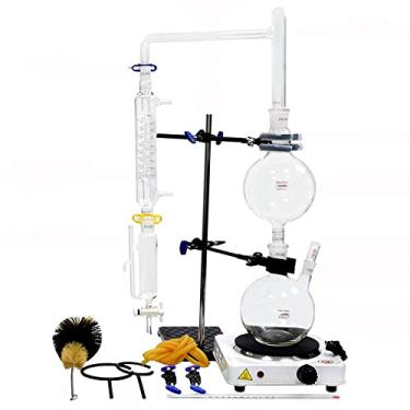 Imagem de Luoxu-lx Laatory Essetial Oil Steam Distillatio Equipmet Kit Glassware Water Distillatio Apparatus Com Heatig Plate
