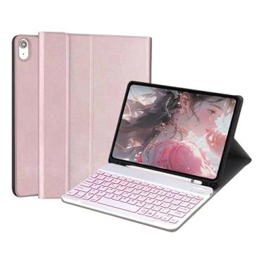 Imagem de Capa Para Tablet Com Teclado Bluetooth Para 5ª/6ª Geração,iPad Air1/Air2,iPad Pro 9.7 Polegadas (Ouro Rosa, Teclado retroiluminado)