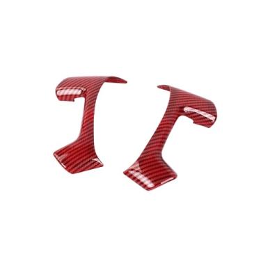 Imagem de Hoolcar Acabamento da capa do volante do console central interno compatível com Chevrolet Silverado Tahoe Suburban Avalanche 2007-2013, fibra de carbono vermelha