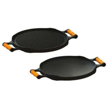 Imagem de Chapa Bifeteira Redonda Dupla Face 2 em 1 Libaneza em Ferro Fundido - 