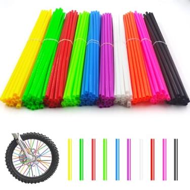 Imagem de DENGXINWEI Capas de raio, 180 peças, capas de raio, 10 cores, capa protetora de decoração para motocross, motocicleta, bicicleta, cadeira de rodas, BMX, MTB, Road Mountain (Cores variadas)