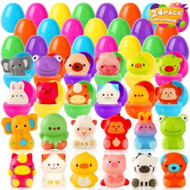 Imagem de Ovos de Páscoa pré-cheios MyoGrip com brinquedos Animal Squishy x24