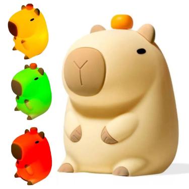 Imagem de Luminaria Abajur de Mesa Capivara Fofa Touch Usb Muda De Cor Recarregavel Iluminaçao