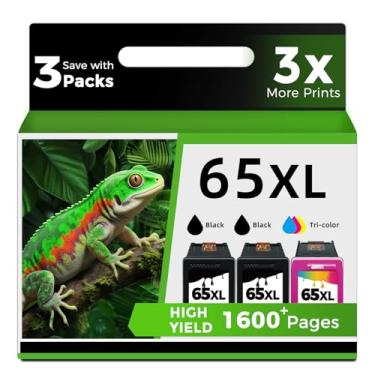 Imagem de Ubinki Cartucho de tinta remanufaturado de substituição para HP 65XL 65 XL (preto e combinação de cores, pacote com 3) HP65 XL HP65XL Tinta para 5000 5055 3755 3700 3772 3722 2600 2622 3752 2652 2655