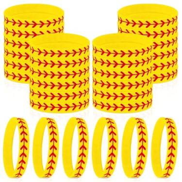 Imagem de VICROIC 30 pulseiras de silicone de beisebol, pulseiras de borracha de softball, pulseiras de borracha motivacionais de beisebol para eventos esportivos, brindes de festa temáticos para jogadores de