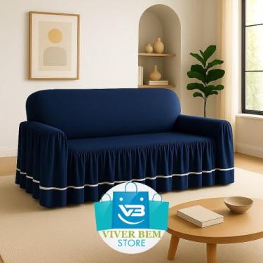 Imagem de Capa Para Sofá3 lugares Dalia - Viver Bem Store, Azul