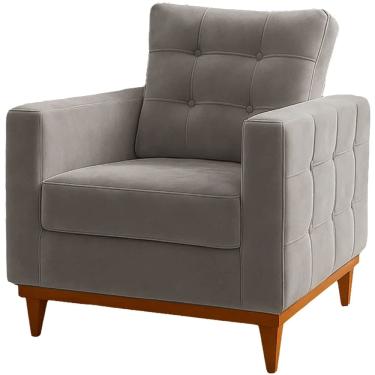 Imagem de Poltrona California em Linho com Almofada Solta RR Estofados Cor Cinza