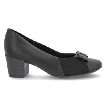 Imagem de Sapato Scarpin Feminino Salto Grosso Baixo Bloco Preto Anatomico Macio (Preto, BR, Adulto, Numérico, 38)