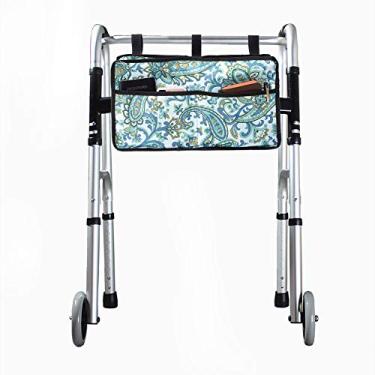 Imagem de Bolsa para andador, cesta de acessórios para andador com as mãos livres, celular multiuso, garrafa de água, acessório de remédio para caminhantes dobráveis, bolsa de vários bolsos para idosos (estampa