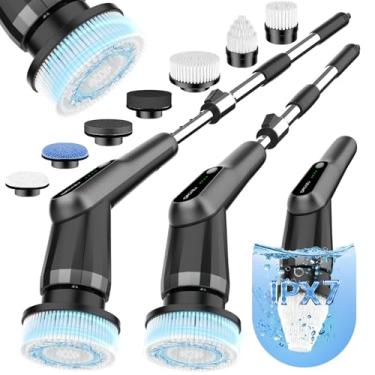 Imagem de Dreazu Esfregão giratório elétrico G2-Pro – Escova de limpeza de chuveiro IPX7 à prova d'água 12 em 1, alça retrátil e 2 velocidades para banheiro, banheira, cozinha, pisos de azulejo