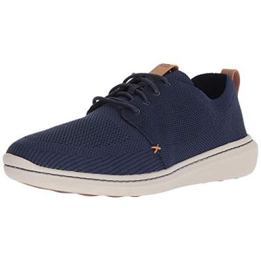 Imagem de Clarks Tênis masculino de cano baixo, Malha têxtil azul-marinho, 120 M US