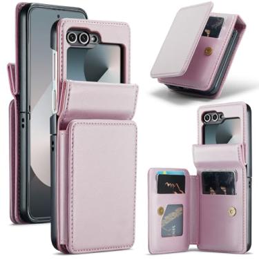 Imagem de Capa de celular para Samsung Galaxy Z Flip 6 5G/Z Flip7 FE carteira acessórios capa com bloqueio RFID flip porta-cartão de crédito suporte suporte de couro sintético ZFlip6 Z6 G Flip6 ZFlip 6Z 7FE