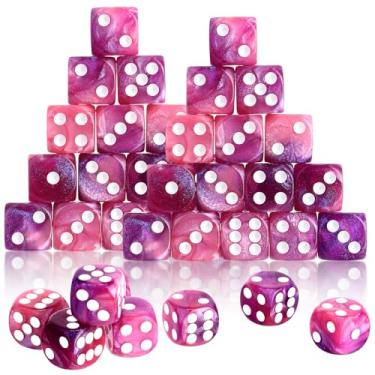Imagem de Poen 30 Pcs Rose Red Dice Set Opaque 16mm Dice Casino Theme Party with White Pips for Game Party Family Board Games