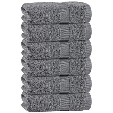 Imagem de White Classic Toalhas de mão cinza para banheiro [pacote com 6] Toalha de mão de algodão a granel para academia, cozinha e spa, 40,6 x 70 centímetros macias altamente absorventes toalhas de salão de