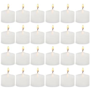 Imagem de Velas votivas brancas – Pacote com 24, até 12 horas de tempo de queima, 100% cera de parafina totalmente refinada, sem fumaça, sem cheiro, para decoração de casa, spa, casamentos, aniversários