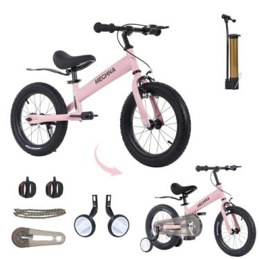 Imagem de WEEROCK 2 in 1 Kid Bike and Balance Bike, 14 Inch Kids Bicycle and Balance Bikes for 3+ Years Boys Girls, Steel Frame, Front Calip Brake for Children, Pink