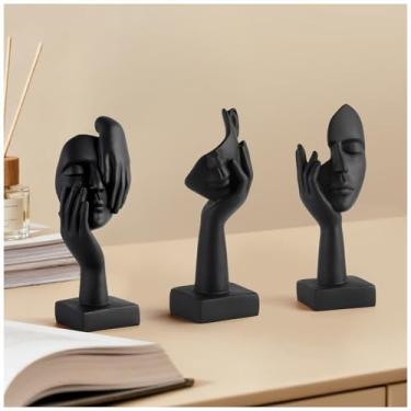 Imagem de Magicsculp 3 Pcs Thinker Small Statue Set - Black Art Abstract Decor, Modern Living Room Decoration, Knick Knacks for Shelves, Table Decor, Office Bookshelf, Shelf Side, Gift for Friends