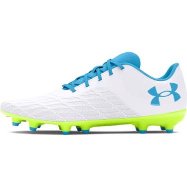 Imagem de Under Armour Tênis de futebol adulto unissex Magnetico Select 3.0, (102) branco/amarelo de alta visibilidade/Capri, 14.5 Women/13 Men