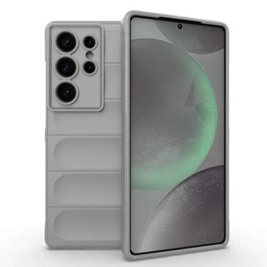Imagem de Capa de celular antiderrapante e macia com absorção de impacto para Samsung Galaxy S25 S24 S23 S22 Ultra Plus Fe A55 A35 A16 A06 Note 20 U (para Galaxy S23 Ultra/cinza claro)