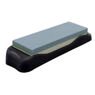 Imagem de Amolador Afiador Pedra Afiar Faca Dupla Face Com Base - Yazi