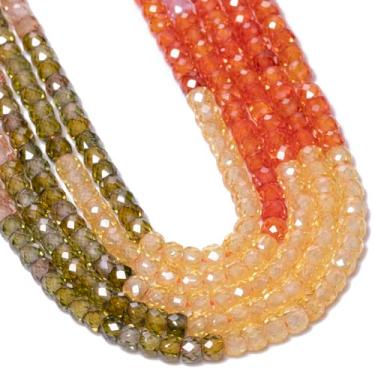 Imagem de Songxi 165 peças 3 x 2 mm contas de vidro de zircão para fabricação de joias, amarelo-verde-laranja gradiente cor abacus contas em forma de abaco grande espaçador solto, artes e artesanato, faça você