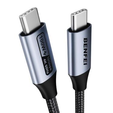 Imagem de Cabo Monitor USB-C p/USB-C 4K120Hz/4K60Hz, PD 100W, 10Gbps Transferência de Dados, Nylon Trançado e Silicone Antiemaranhamento 90cm, Compatível com MacBook, iPad, Galaxy e Notebook