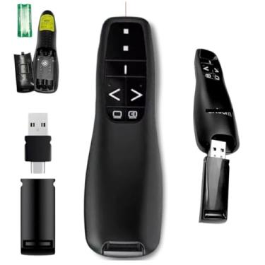 Imagem de Apresentador Passador de Slides Sem Fio com Laser 30m Alcance Controle Apresentador de Slides Laser Sem Fio 2.4G Profissional Passador de Slides com Laser Vermelho para Apresentações