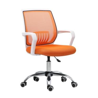 Imagem de hezhuhe2258 Cadeira de escritório cadeira de escritório malha traseira giratória sala de conferências com suporte lombar e apoios de braço fixos ajustáveis (laranja)