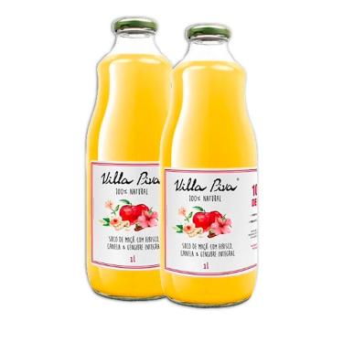 Imagem de Kit 2X: Suco de Maçã com Hibisco, Canela e Gengibre Sem Açúcar Villa Piva 1L