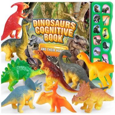 Imagem de Kit de 12 Dinossauros Realistas com Livro de Sons para Crianças Acima de 3 Anos, IVOXEX