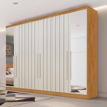 Imagem de Guarda Roupa Casal Ripado com Espelho 6 Portas Em MDF Oxford Made Marc