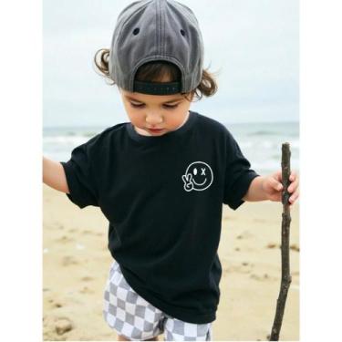 Imagem de Camiseta Infantil Estampa Carinha Good Vibes 674 Estiloso Moderno Char