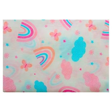 Imagem de Lençol Avulso para Berço Bebê Padrão Americano 100% Algodão com Elástico (Nuvem Rosa)