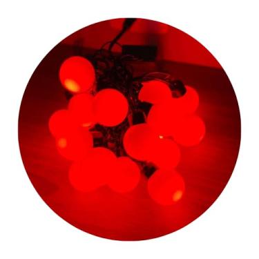 Imagem de Cordão De Lâmpadas De Led Pisca Formato Bolinha 4 Metros 8 Funções Natal Tomada (Vermelho)