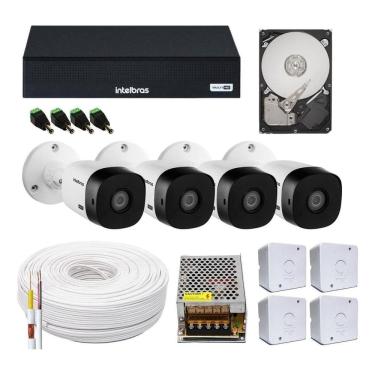 Imagem de Kit 4 Câmeras Bullet Dvr Intelbras Hd 500G E Sobrepor