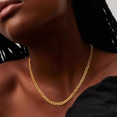 Imagem de Colar feminino com corrente de corda de ouro 14 K, banhado a ouro delicado, joia, Medium, Latão, Sem Pedra Preciosa